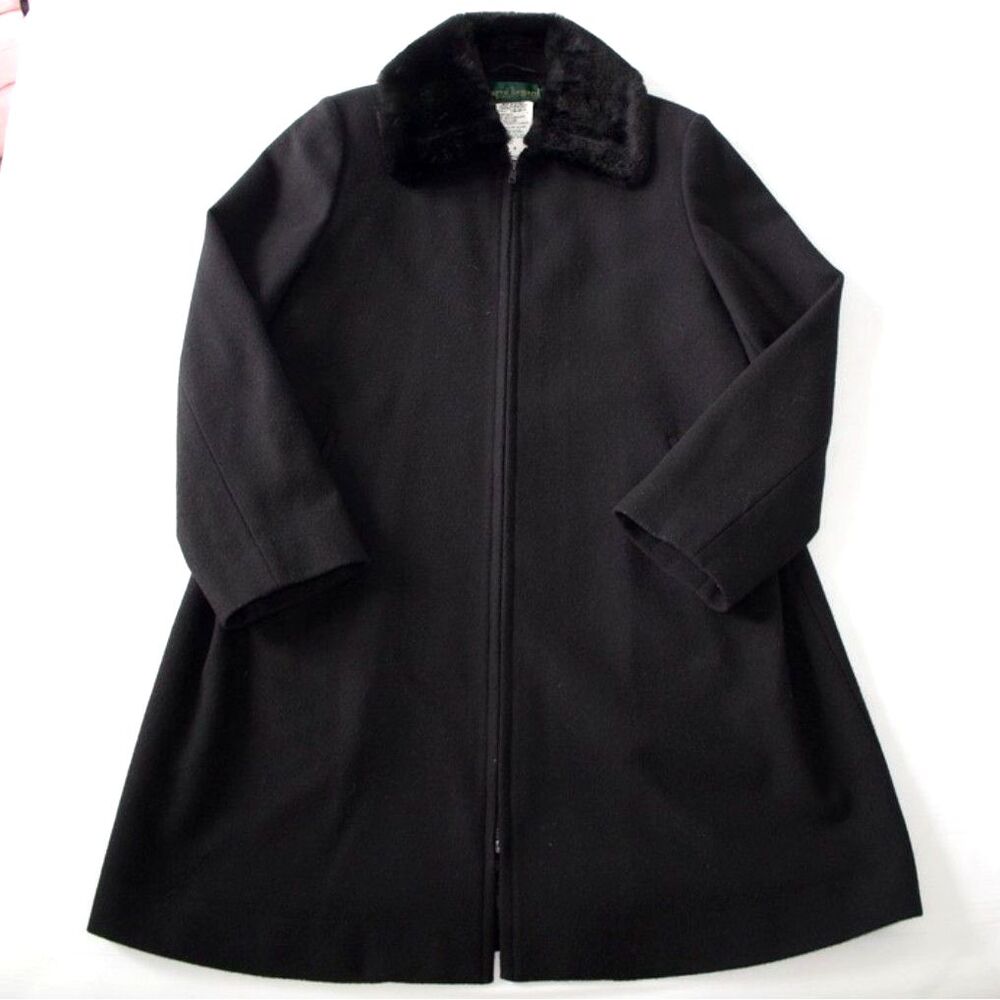 VINTAGE Harve Benard Y2K Women's Fur Trim 100% Wool Coat Size 6